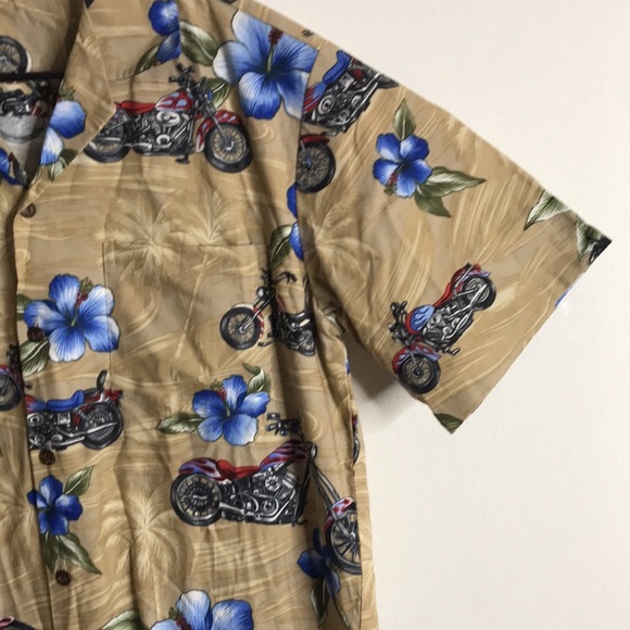 Pacific legend button down Hawaiian shirt with motorcycles size medium - Picture 4 of 12